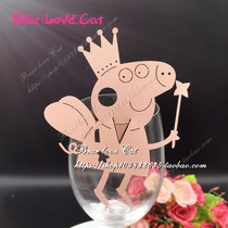 Pink piggy wine glass card seat Card Baby Full Moon Party decoration card creative table card 50