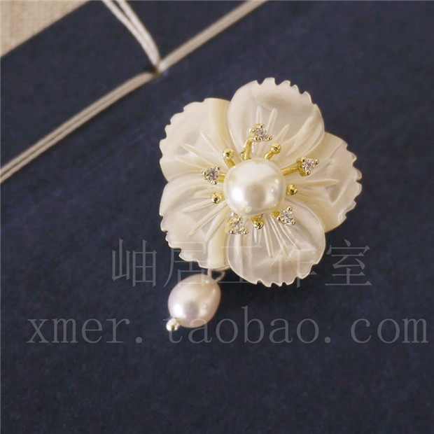 Retro Han clothes pearl shell flower blouse needle tip tip tip tip shawl buckle bracket branch brooch