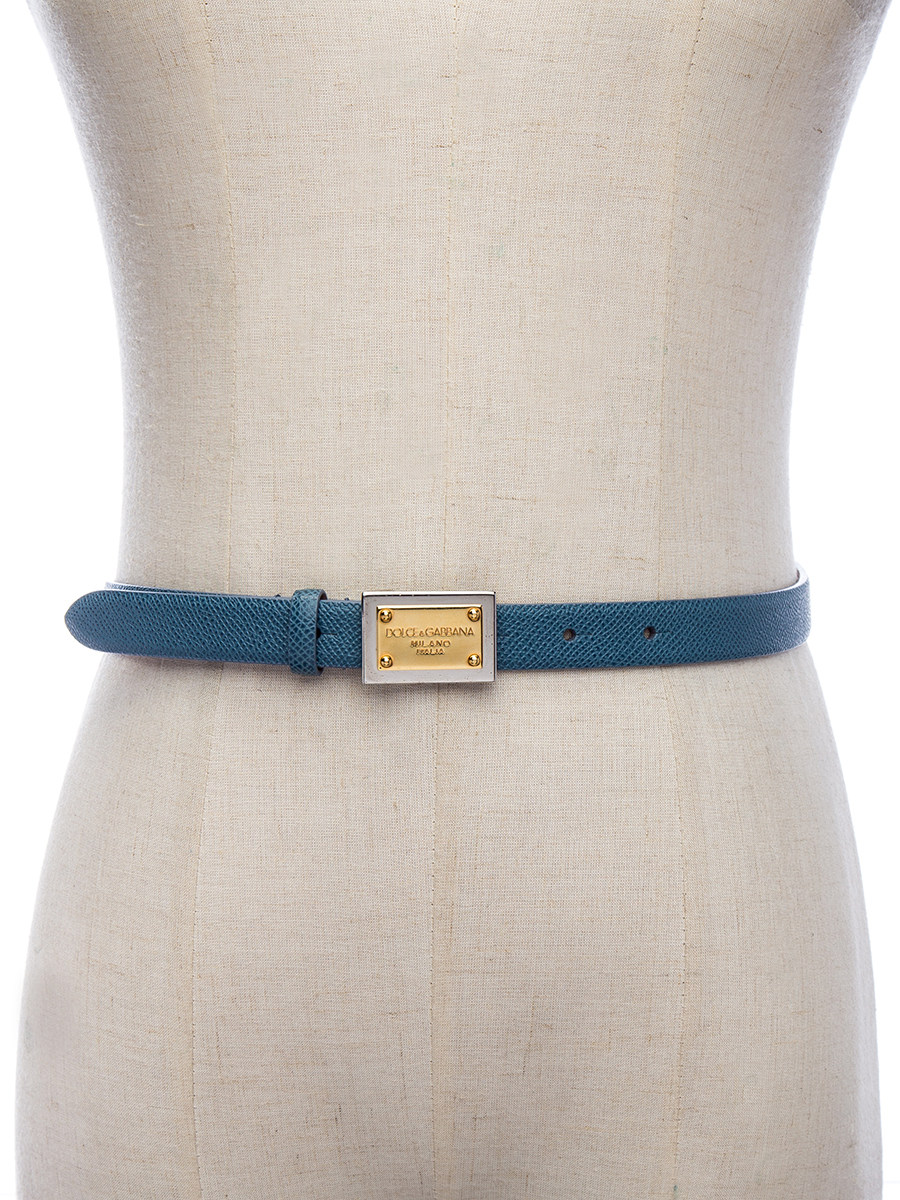 Dolce&Gabbana 蓝色石头纹铭牌扳扣腰带