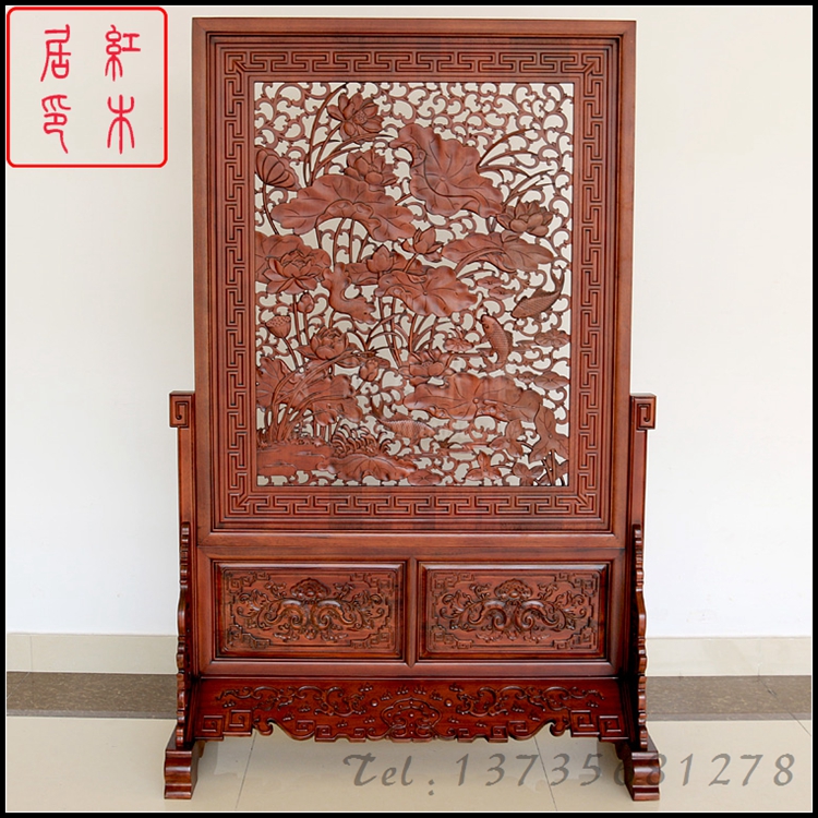 Dongyang wood carving Chinese sitting screen hollow seat screen floor screen screen living room insert screen blocking porch partition solid wood