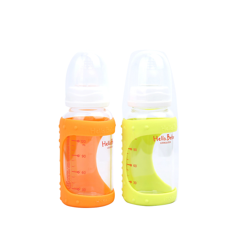 乐扣乐扣HelloBebe标准口防摔玻璃奶瓶 硅胶保护套HBB103 120ml