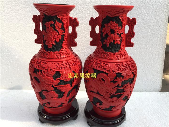(Hongtaisheng lacquerware) Vase Beijing carving lacquer craft gift decoration meeting gifts housewarming new home gift