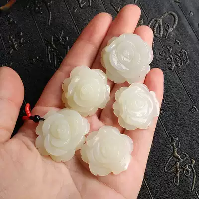 Xinjiang Hetian Jade White jade Rose pendant Jade pendant Pendant Sweater chain Jade pendant Natural jade Jade Jade pendant