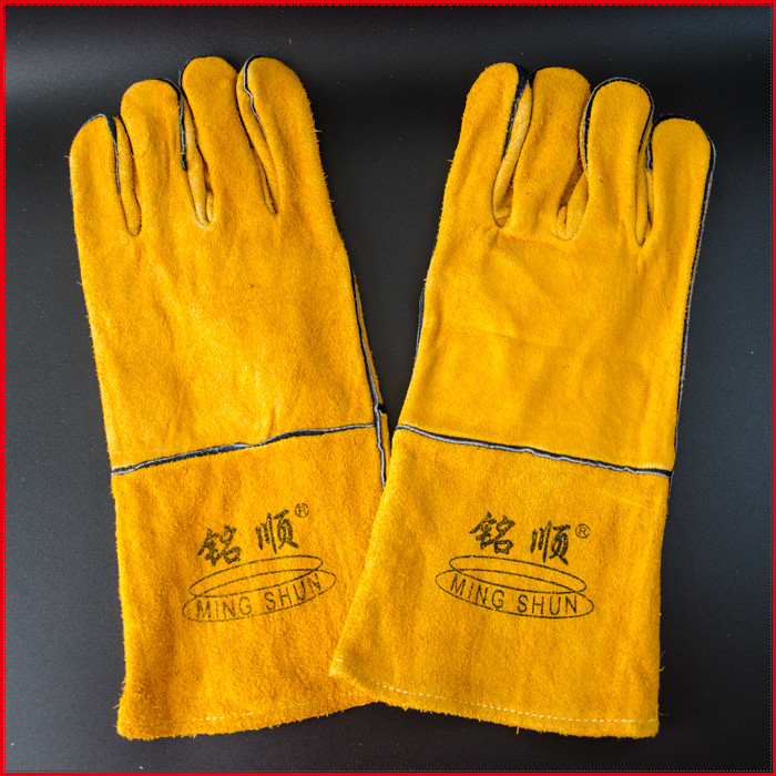 Nameplate Professional Bull two-story leather electric welding glove lengthened welt fireproof wire thickened abrasion-resistant and flame-resistant glove