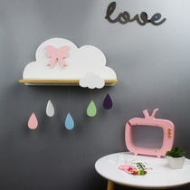 ins Cloud shelf Solid wood partition Hole-free bookshelf Nordic Childrens room wall decoration frame Wall decoration partition