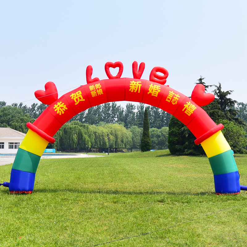 New 8 10 m Wedding inflatable arch Doo Double Heart Arch Multi Treasure Double Hearts Love Wedding Air Die Custom Wedding Rainbow Doors