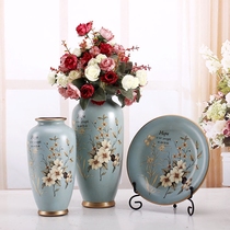 American vase Ceramic living room wine cabinet desktop decoration ornaments Simple modern creative dry flower simulation flower arrangement