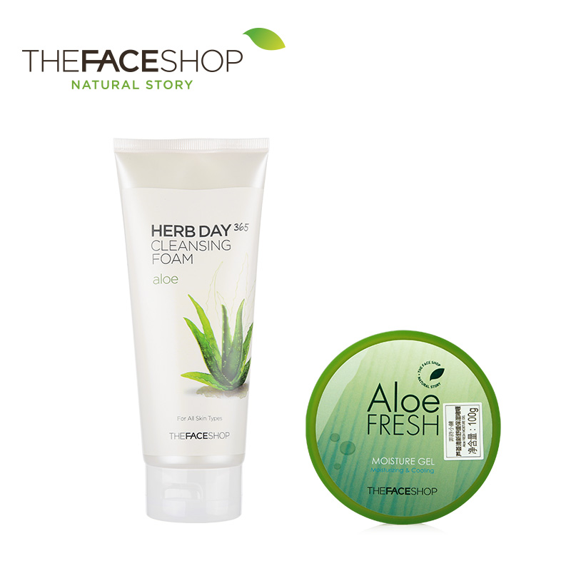 The Face Shop 面部护肤套装 芦荟泡沫洁面膏洗面奶 保湿啫喱面霜