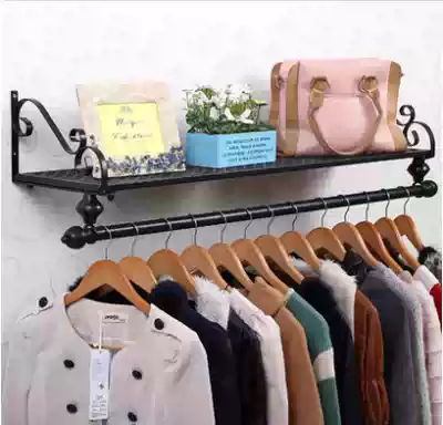 European and French new wrought iron clothing store hanger display rack on the wall hanging men's and women's side hanging clothes display rack