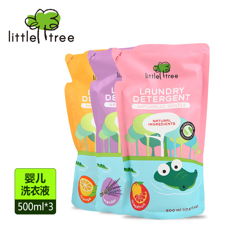 little tree英国小树苗 婴儿洗衣液超值3连包补充装袋装