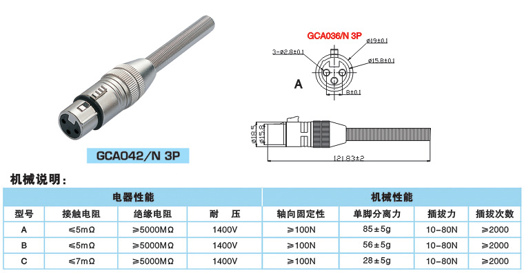 Lengthened spring Caron microphone plug microphone Canon XLR balance connector