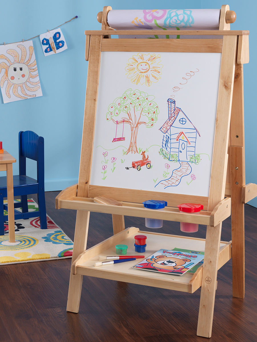 KidKraft 3岁+原木色双面可升降木质画板