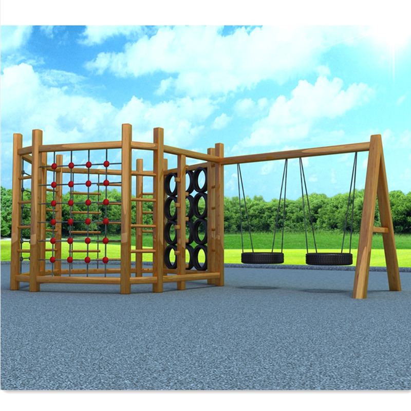 Amusement park Large wooden rock climbing toy park amusement park amusement park outdoor children climbing swing combination