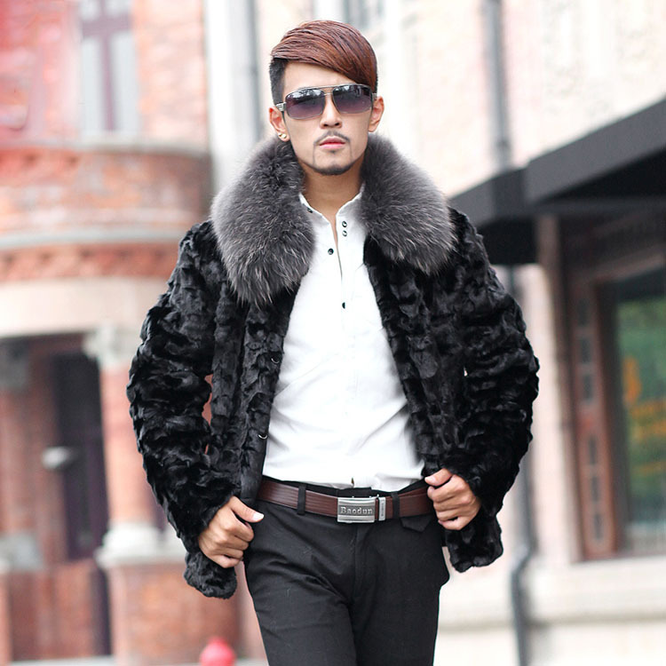 Men's Faux Fur Coat New Style Mink Fur Short Coat Winter Warm Men's Clothing Lapel Casual Large Size Top