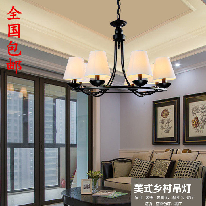 美式乡村简约铁艺吊灯现代北欧卧室餐厅酒吧吧台书房美式LED灯具