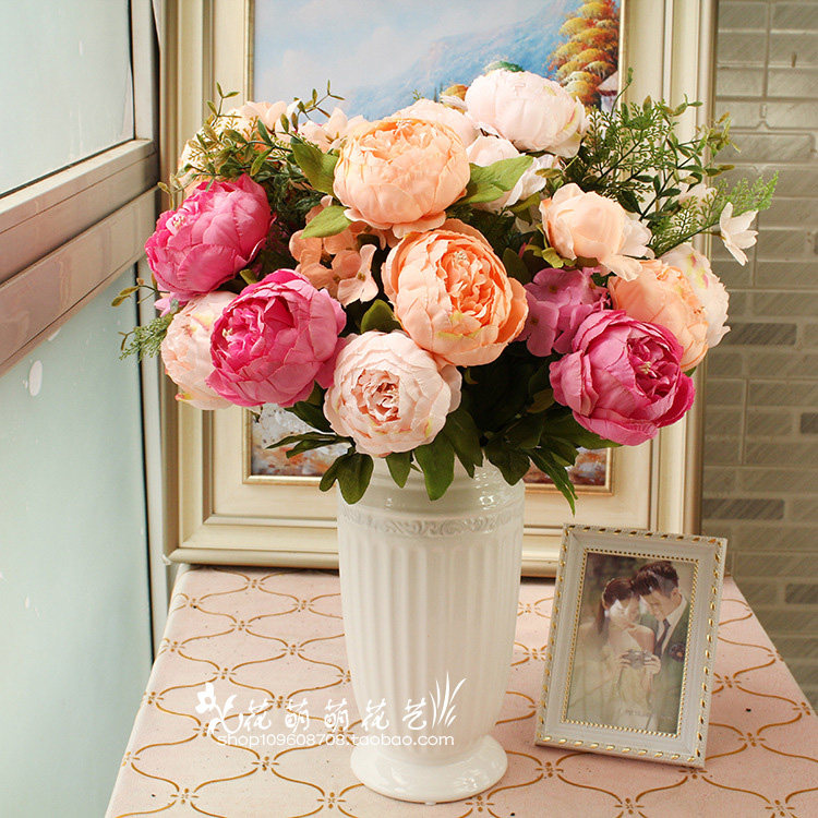 European Spring Peony 13 - head - silk flowers - blossom bouquet of peony flowers wedding photography props manufacturers direct sales special prices