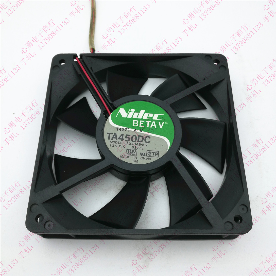 Original Japanese nidec A34346-55 12V 0 33A 12025 main shell 2-wire cooling fan 12CM