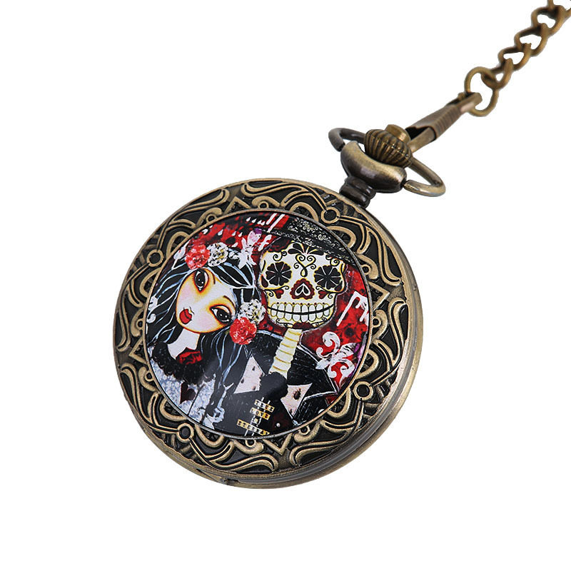 Large Number Coarse Chain Ghost Bride Retro Pregnant Watch Bronze Color Skeleton Groom Classical Waimeter