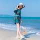 Wei Wei 2018 hè mới váy bãi biển đoạn ngắn kỳ nghỉ bên bờ biển ngọt ngào boho đầm tay áo bảy điểm đầm đi biển Sản phẩm HOT