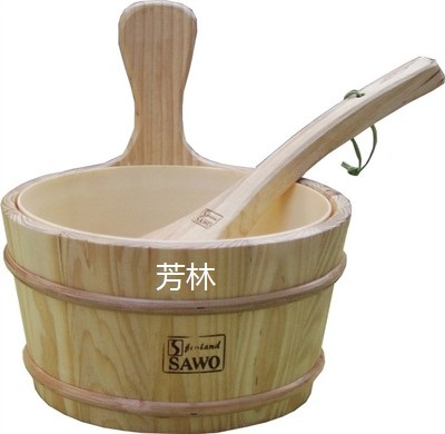 Sauna room with bucket barrel Wooden spoon Liner Sauna accessories Sauna barrel Sauna equipment