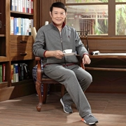Bộ đồ thể thao cotton trung niên phù hợp với nam mùa xuân và mùa thu cha mặc áo len thể thao giản dị phù hợp với bộ đồ hai mảnh nam