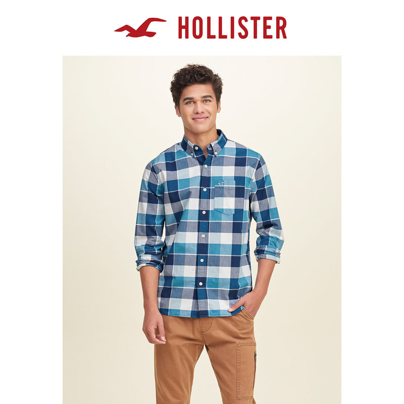 Hollister 格子府绸衬衫 男 112416
