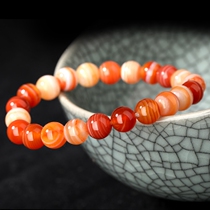 Yi Mingü red silkworm stone bracelet shadow stone stone inscriptions male and female beads hand strings Birthday Gift Mascot