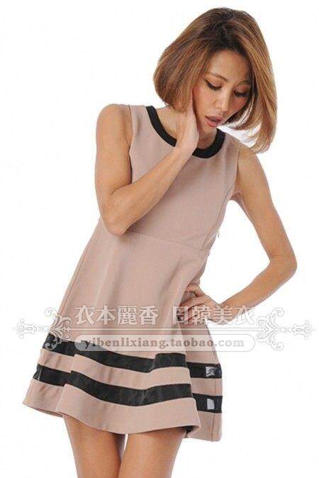 Japanese original single dras color matching dress