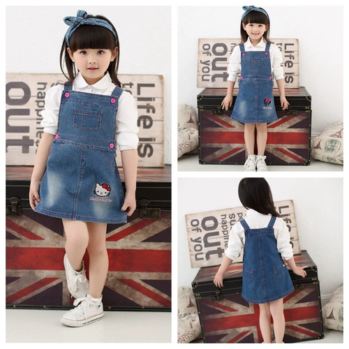 Универсальная осенняя джинсовая юбка, высококачественный джинсовый сарафан, джинсовое платье, платье-комбинация, детская одежда