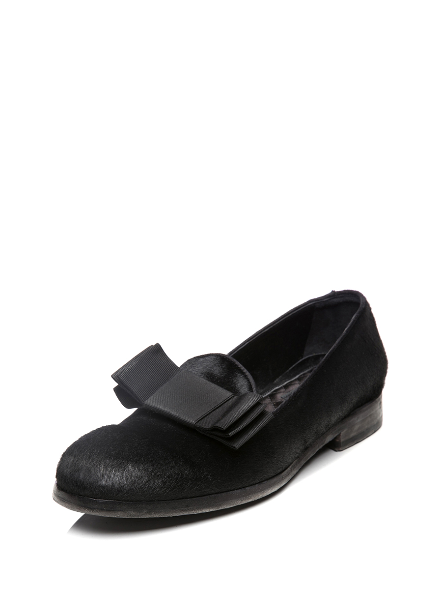 Dolce&Gabbana 黑色做旧款蝴蝶结便鞋