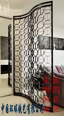 Creative wrought iron screen Modern entrance wrought iron partition Office hollow living room pastoral floor partition