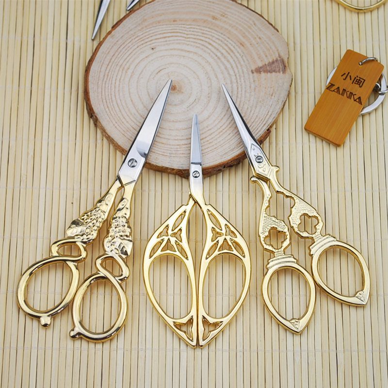 Zakka cute creative embroidery scissors cross embroidery scissors gold-plated antique retro scissors diy hand-cut