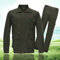 Spring and autumn cotton welding work clothes set men's auto repair clothes long sleeve multi-pocket labor protection clothes mechanical tooling factory clothes