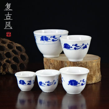 Jingdezhen ceramic retro ແກ້ວເຫລົ້າທີ່ເຮັດຈາກຂະຫນາດນ້ອຍ, ແກ້ວເຫຼົ້າແວງ, ແກ້ວເຫລົ້າທີ່ເຮັດຈາກສີຂາວ, ຈອກເຫຼົ້າແວງເສຍສະລະ, ເຕັ້ນ prop, ຈອກປະສົມແຂ້ວ