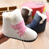 Add velvet to keep warm 0-1 year old baby leather boots 8 soft sole anti-slip 6-9-12 months baby boy and girl toddler cotton shoes winter