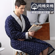 Áo choàng nam bằng vải bông dày bên trong và bên ngoài áo choàng bằng vải cotton mùa đông tăng dài áo choàng bằng vải dệt kim