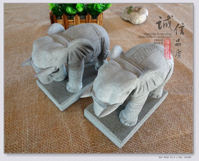 Blue stone stone carving lucky treasure Elephant craft decoration Stone sculpture Feng Shui craft gift decoration Elephant lucky elephant decoration decoration