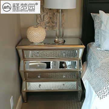 Neoclassical post-modern mirror bedside table simple fashion mirror furniture light table multifunctional cabinet F1684