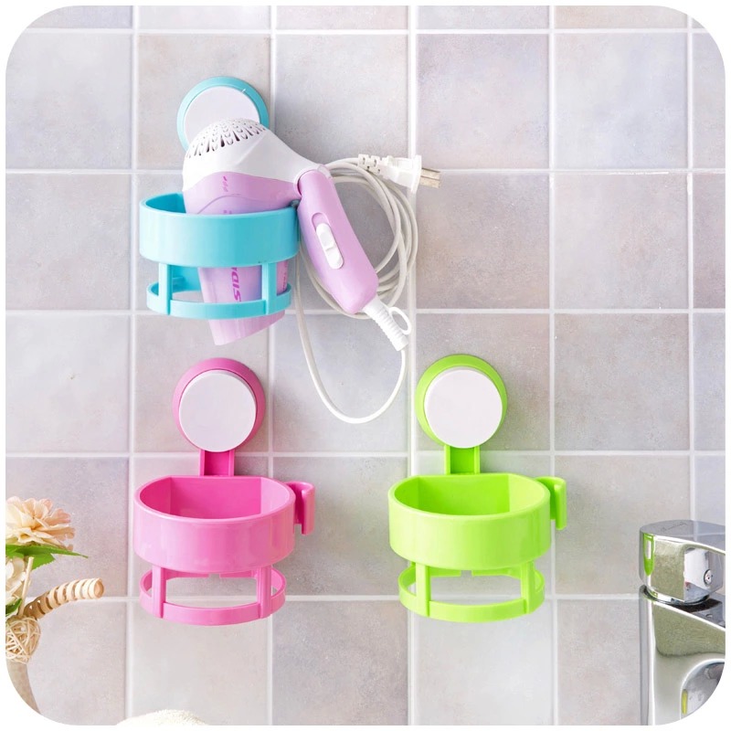 Powerful hair dryer hanging rack free of traceless suction wall-mounted shelve bathroom glass hair dryer bracket