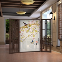 New Chinese solid wood screen Entrance living room mobile partition screen Study bedroom custom Feng Shui partition seat screen