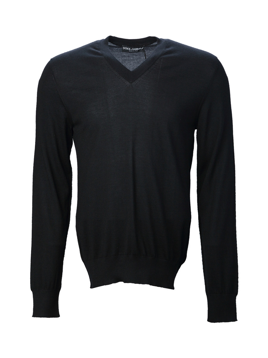 Dolce&Gabbana 黑色V字领简洁长袖针织衫