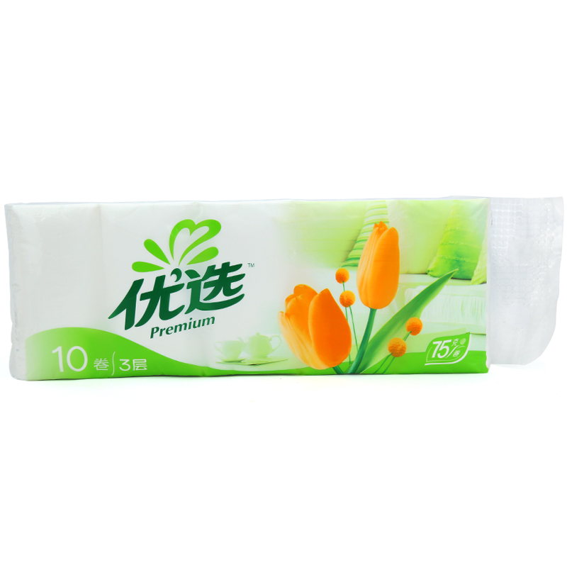心相印优选3层郁金香卫生纸巾无芯卷纸 75gx10卷LR910