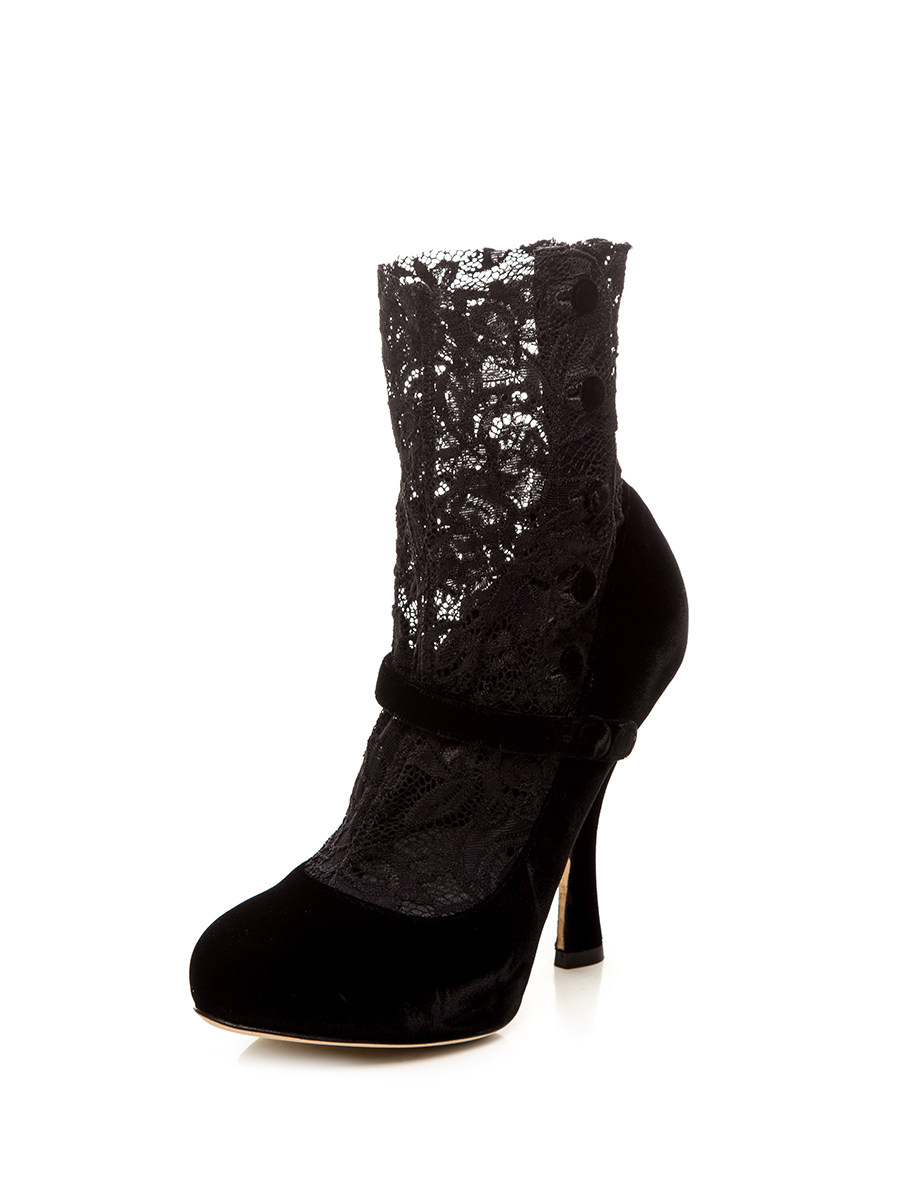 Dolce&Gabbana 黑色蕾丝拼接玛丽珍鞋