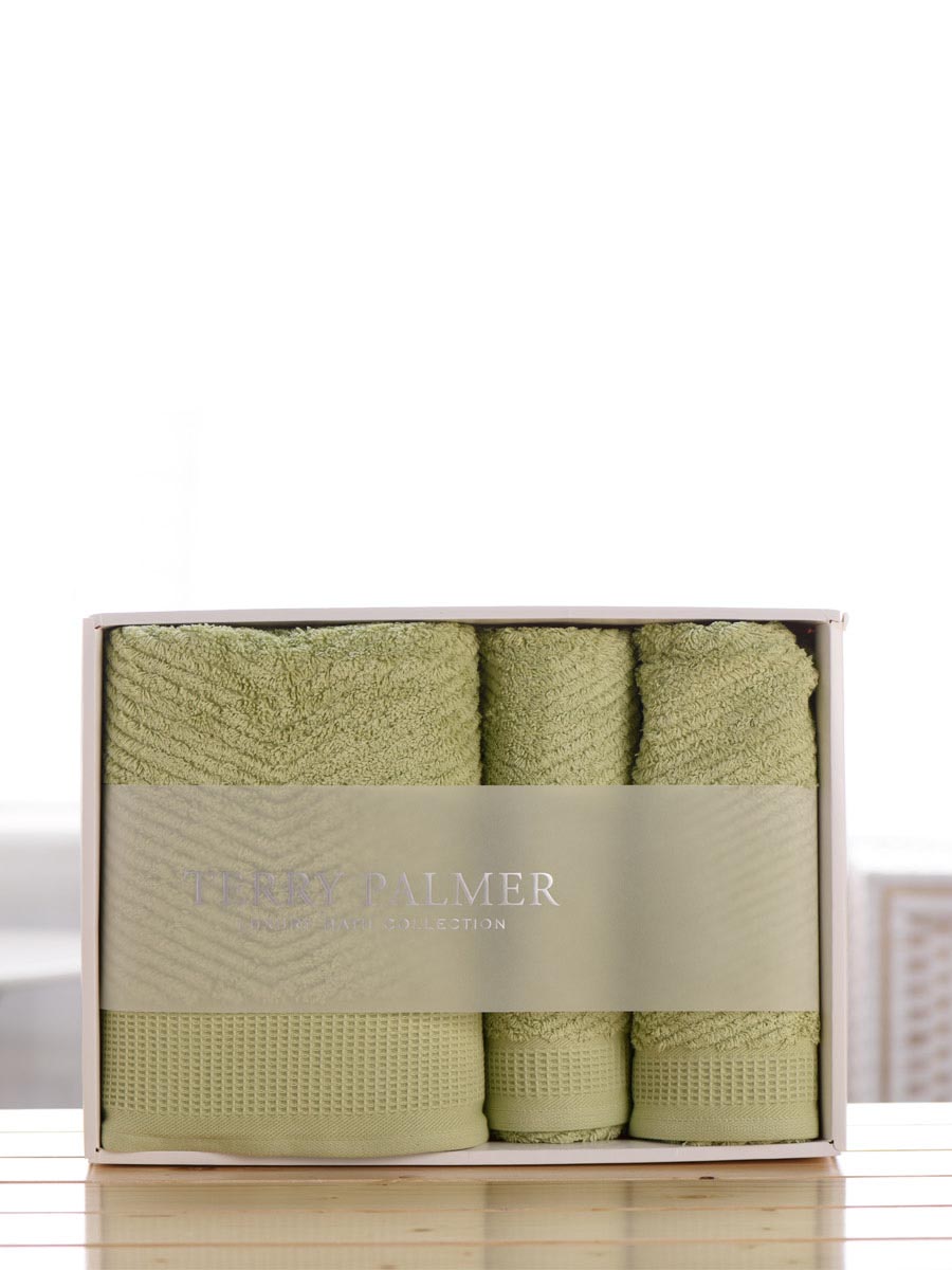 terry palmer|绿色VLINE断档蜂窝埃及棉礼盒 （1浴2面）