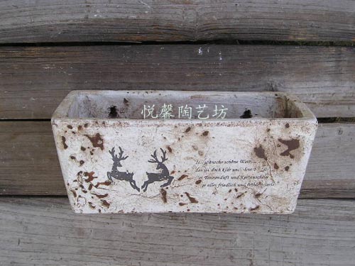 Coarse pottery wall basin made of old hanging basin Euro-style rectangular shaped pottery basin rice yellow series foreign trade florator