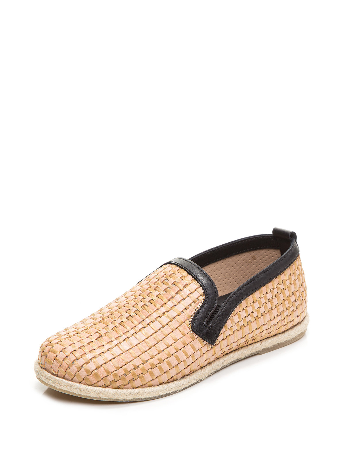 Dolce&Gabbana 浅棕色皮革编织大童平底鞋