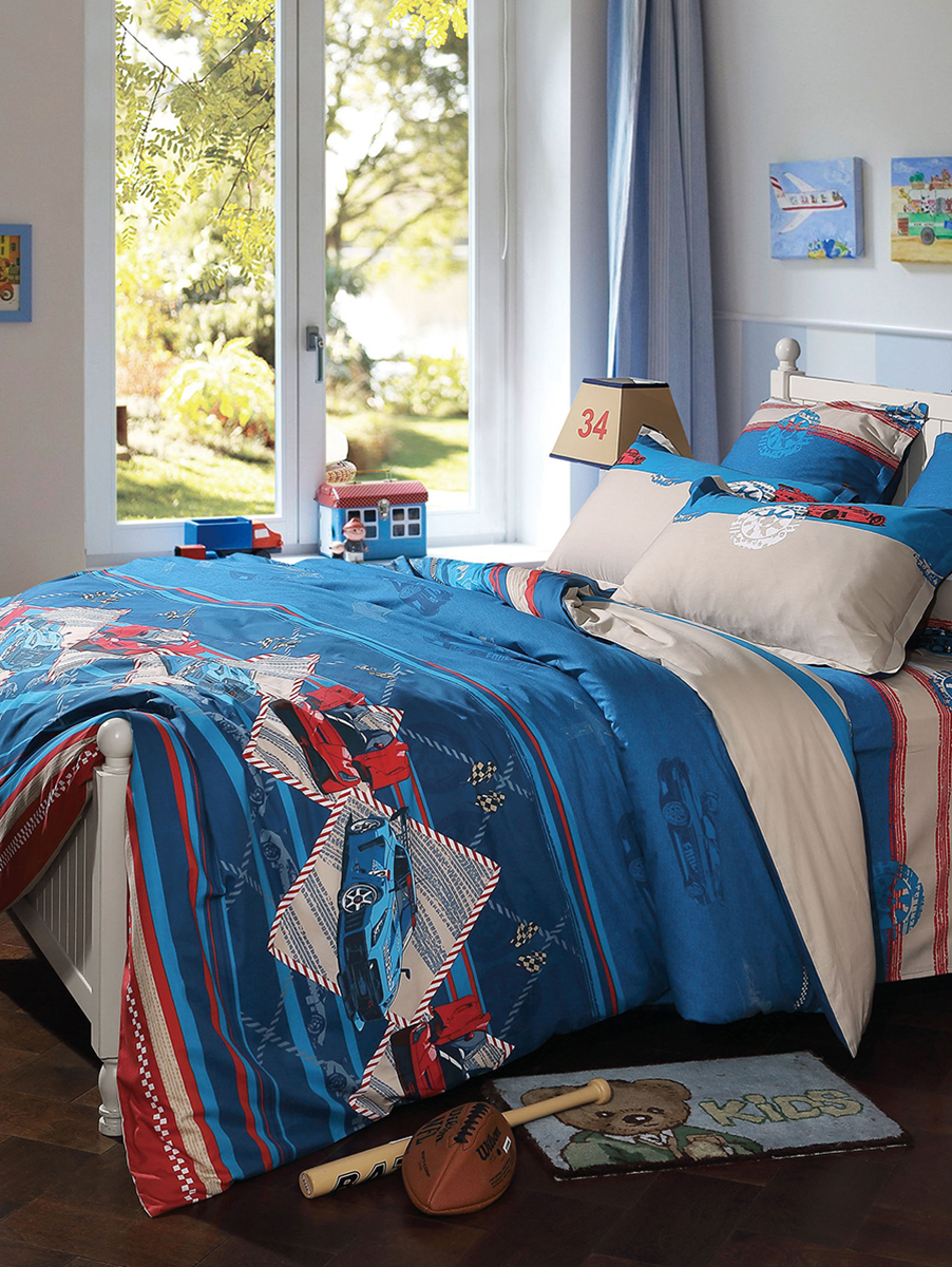 Luolai Kids/罗莱儿童 拉力跑车全棉四件套1.2米床