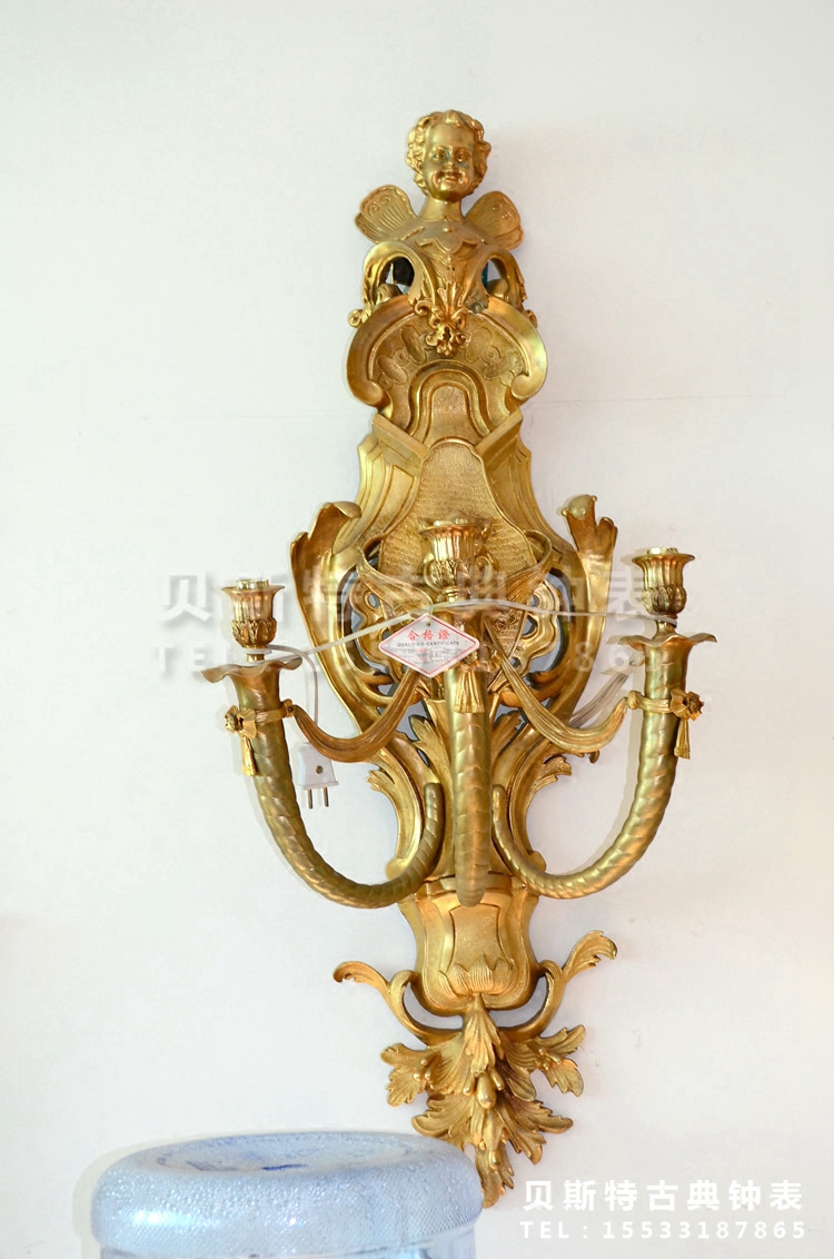 Wall lamp imitation antique pure copper electronic pendant light bed head lamp brass candleholder European style clubhouse Villa Wall Lamp