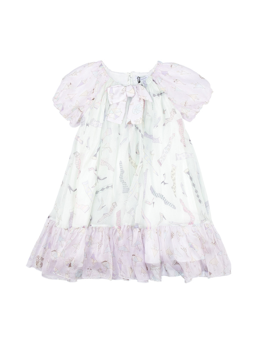 Dolce&Gabbana 白色配饰涂鸦花边小童连衣裙