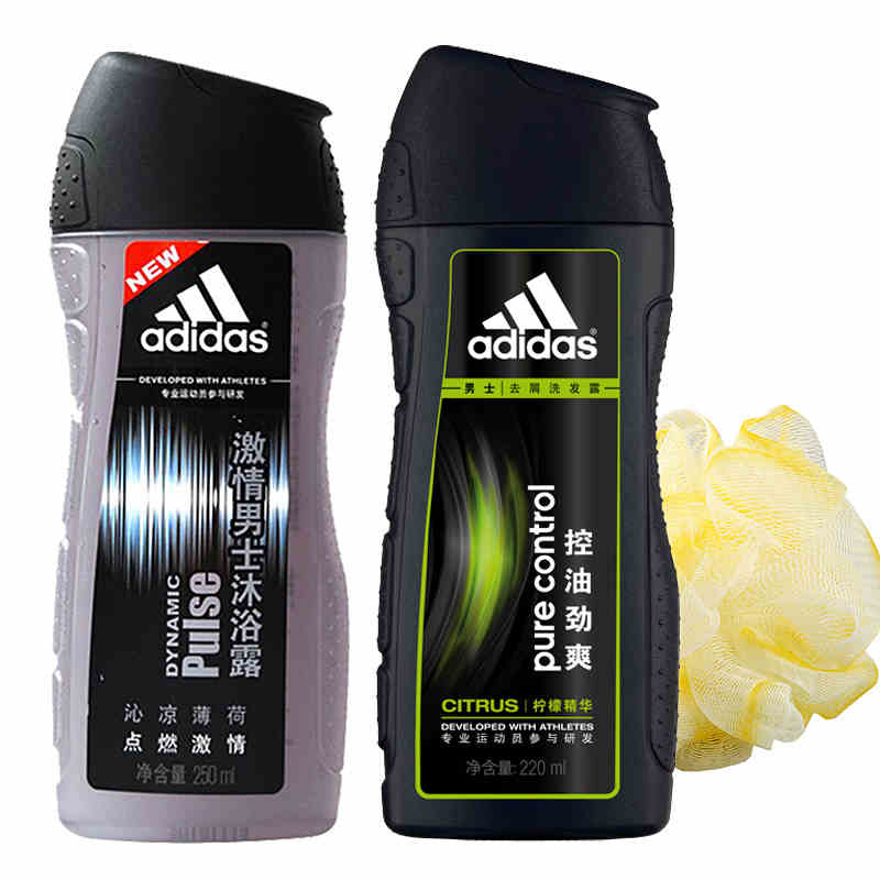 正品包邮阿迪达斯激情男士沐浴露250ml+控油劲爽220ml洗发水套装